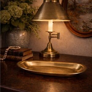 Vintage Rockford Marked Oval Engraved Metal Serving Tray